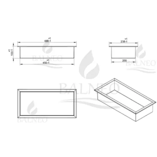 Półka wnękowa Wall Box 45 x 20 x 10 cm miedź stal nierdzewna z kołnierzem